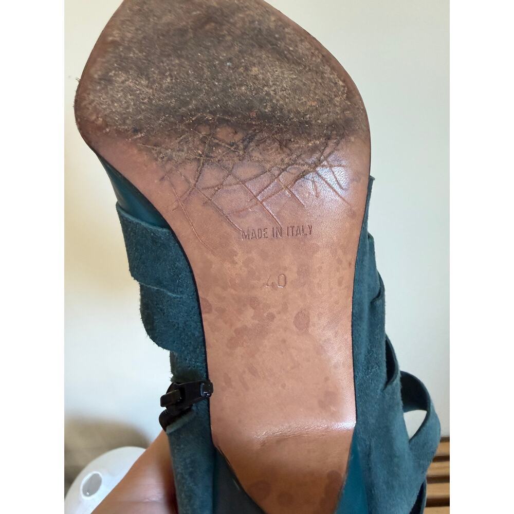 Vintage Christian Dior Galliano Era Teal Leather & Suede Cutout Ankle Boots - Picture 8 of 8